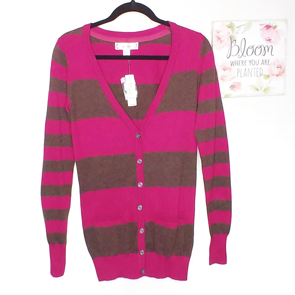 Decree berry pink and brown cardigan size Medium